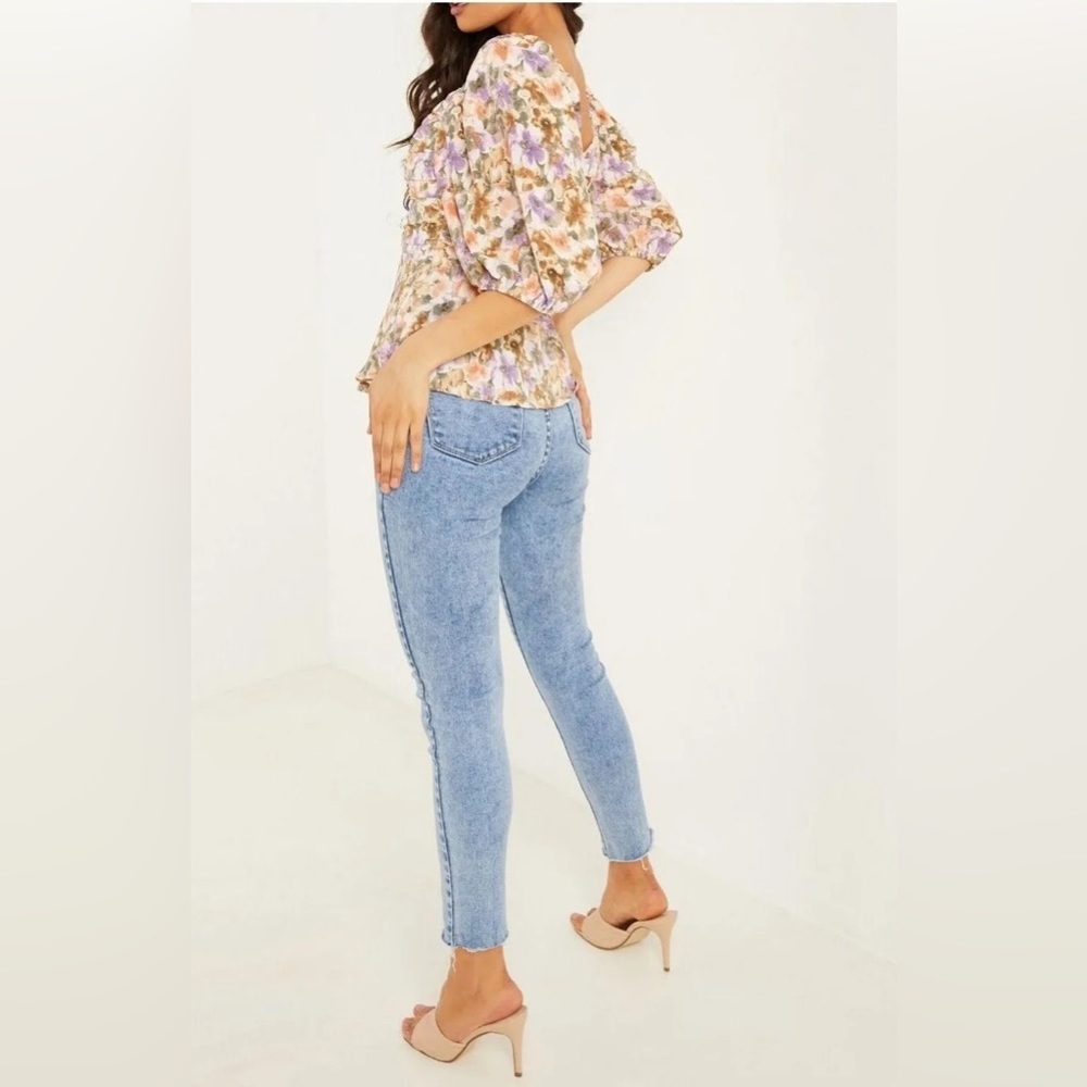 Quiz Ruched Half Sleeve Blouse Top Floral Multicoloured Size 14 US New - Picture 6 of 6